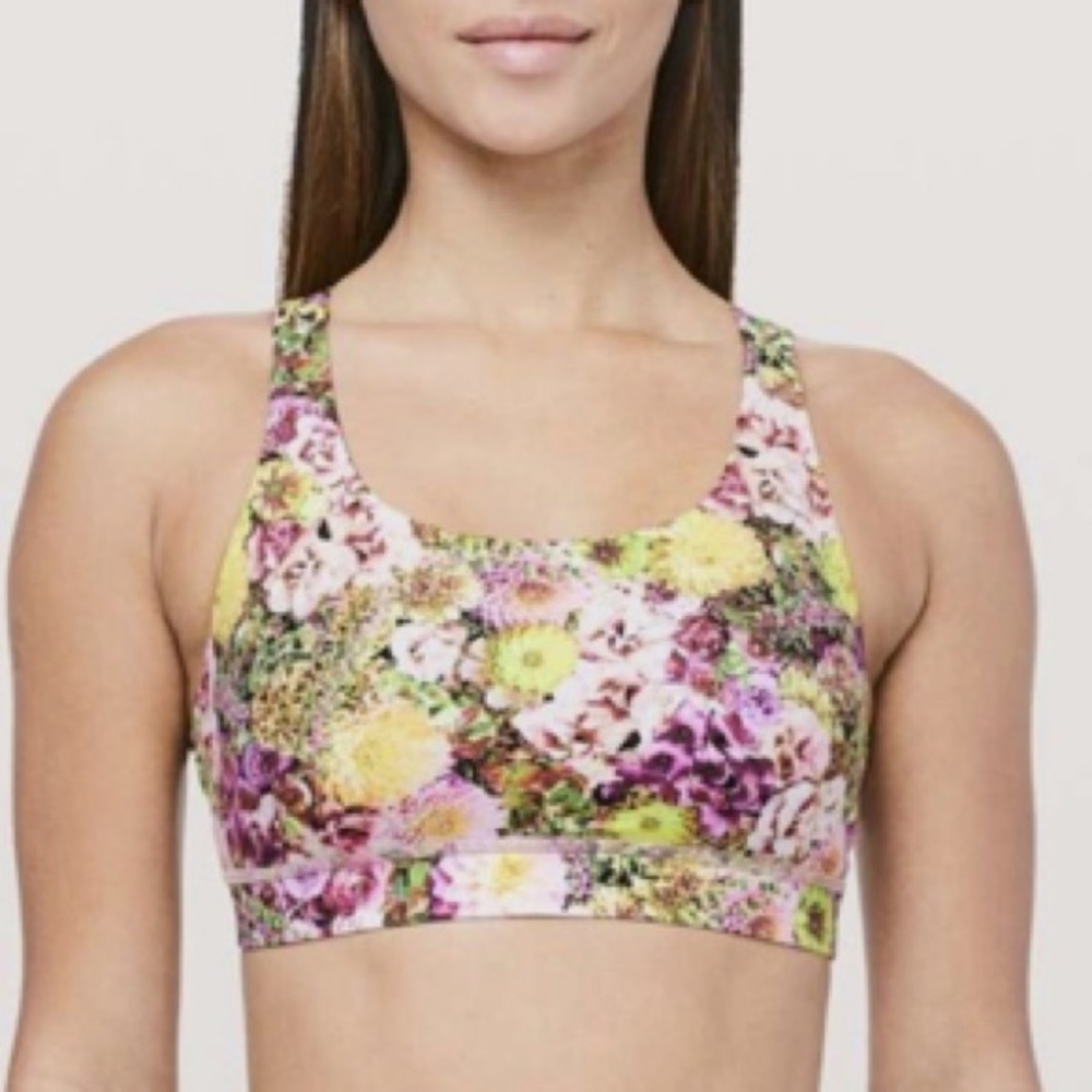 Lululemon energy bra inflorescent multi purple yellow flower‎